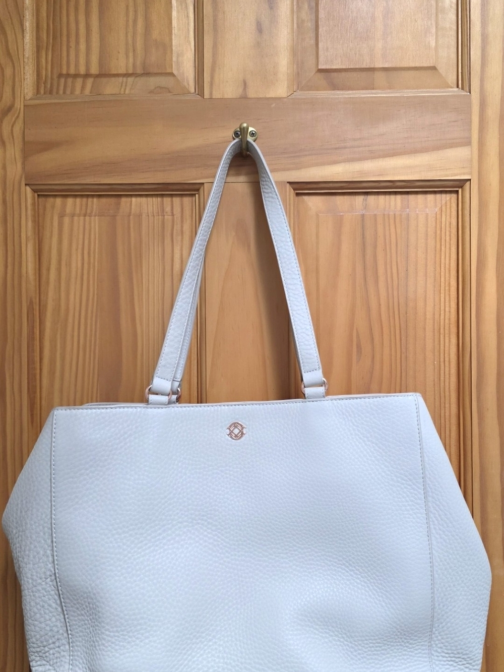 Dagne Dover Women's Leather Tote Bag - Light Cream